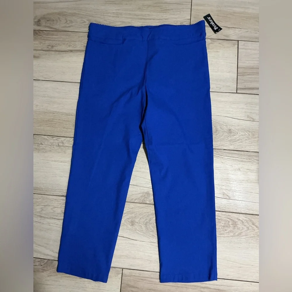 PETALURA Women's Vibrant Blue Straight Leg Pants - Picture 4 of 13